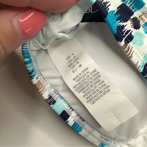 NWT La Blanca Size 4 Seaglass Shores One Shoulder Bikini Top Aquamarine - Picture 6 of 7